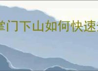 掌门下山如何快速升级,掌门下山快速升级攻略