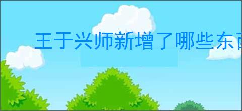 王于兴师新增了哪些东西,王于兴师新增内容一览