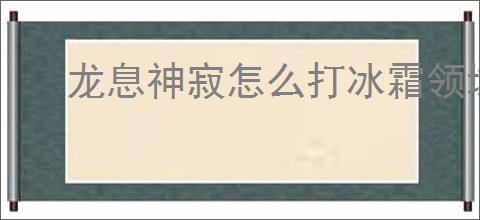 龙息神寂怎么打冰霜领域,龙息神寂冰霜领域打法技巧