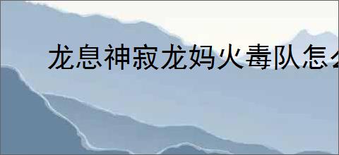 龙息神寂龙妈火毒队怎么玩,龙息神寂龙妈火毒队搭配推荐