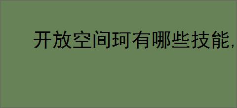 开放空间珂有哪些技能,开放空间珂技能升级攻略